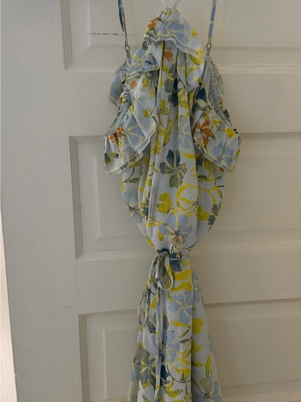 Joie Light Blue Halter Floral Maxi Dress